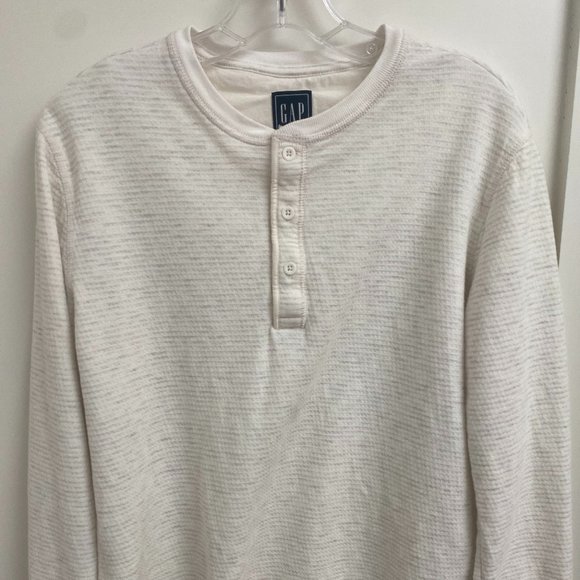 Gap Mens Long Sleeve Henley Creme/Oatmeal (S) - Picture 1 of 4